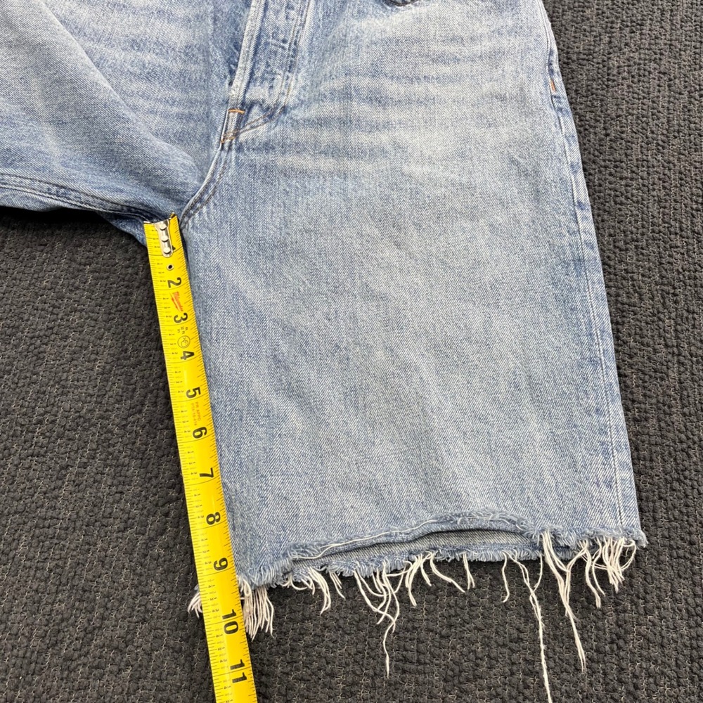 AGOLDE High Rise Light Wash Denim Cut Off Bermuda Shorts Blue 28 Button Fly - Picture 8 of 8